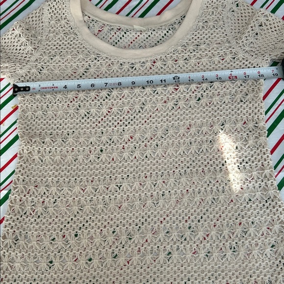 L*SPACE Crochet Top Cream Open Knit Long Sleeve Size Small - Picture 6 of 9